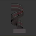Dark Colored Spiral Stairs 3D Model On Light Platform Base With Railings 3d model