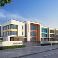 Modern Kindergarten Building With Colorful Facade Large Windows And Playground Area