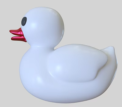 Cute White Duck Decorative Ornament Set With Red Beak And Black Eyes For Home Decor 3d model