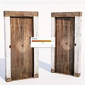 Vintage Wooden Swing Doors With White Frames And Classic Design 3d model