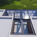 Single Family House Roof Featuring Modern Skylight Glass Design And Open Panels