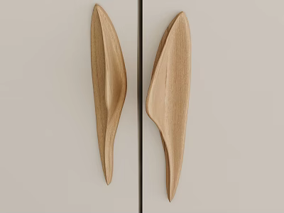 Modern Wooden Cabinet Door Handles With Light Wood Finish For Home Furniture 3d model
