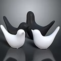 Bird Sculpture Carving Modern Black And White Smooth Ceramic Decorative Art Pieces