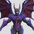 Game Movie Demonic Character With Purple Body Large Wings Horns And Muscular Build