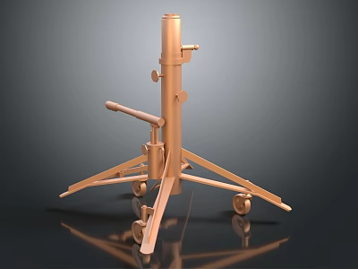 Sturdy Tripod Based Equipment With Wheels Vertical Column And Horizontal Arm 3d model
