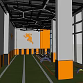 Modern Fitness Gym Interior With Large Windows City Skyline View Green Turf And Exercise Equipment