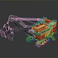 Functional Vehicle Yellow Mining Excavator Featuring Large Bucket Tracked Chassis And Mechanical Arm