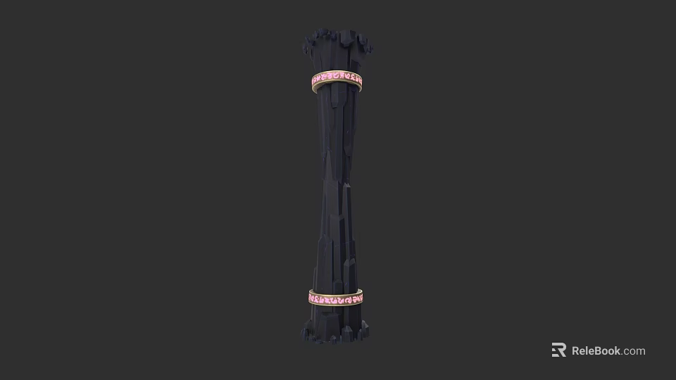 Garden Landscape Decorative Black Column With Pink Ring Details 3d model 
