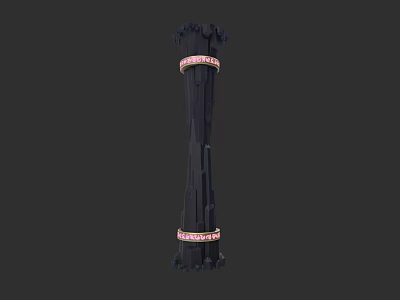 Garden Landscape Decorative Black Column With Pink Ring Details 3d model