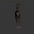 Vintage Metallic Deer Sculpture Standing On Square Base With Elegant Smooth Finish