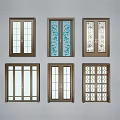 Various Double Doors Designs With Glass Panels And Decorative Patterns 3d model
