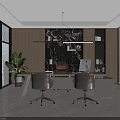 Modern Spacious Executive Office Interior With Panoramic City View And High Quality Functional Furniture