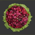 Fresh Colorful Pink Fruit Salad Served On Green Lettuce Leaves