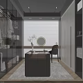 Modern Walk in Closet Interior With Glass Door Cabinets Dressing Table And Accent Chair
