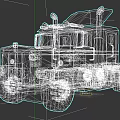 Blue Semi Truck Cartoon Style 3D Model With Classic Cab And Headlights
