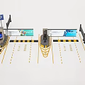 Public Parking Lot Entrance Facilities With Automatic Barriers Payment Terminals Parking Signs And Yellow Markings
