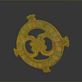 Ancient Metal Clothing Accessory Featuring Colorful Inlays and Dragon Pattern Design