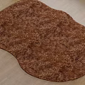 Irregular Shaped Brown Area Rug On Wooden Floor 3d model