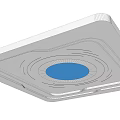 Modern White Square Ceiling Design With Blue Circular Light And Smooth Surface 3d model