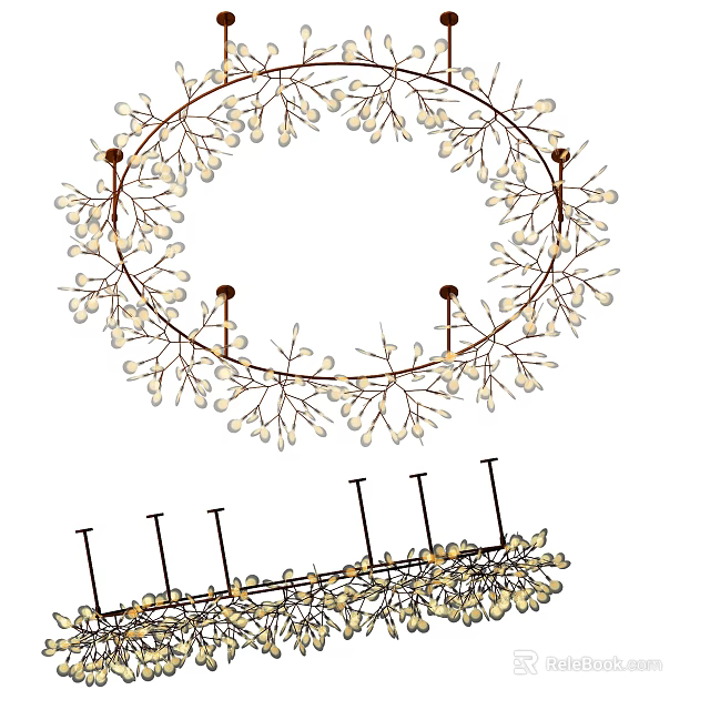 Elegant Modern Chandelier With Circular Metal Frame And Hanging Crystal Ornaments 3d model 