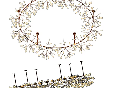 Elegant Modern Chandelier With Circular Metal Frame And Hanging Crystal Ornaments 3d model