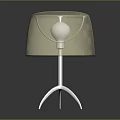 Beige Round Stool With Shiny Metal Three Legged Base And Modern Design
