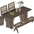 Wind tea table and chair combination dining table and chair combination 3d model