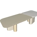Nordic Italian Stitching Long Table Long Dining Table 3d model