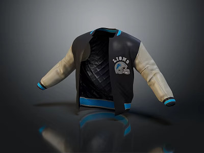 Black And Beige FLAMBO Emblem Jacket With Quilted Lining Design 3d model