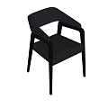 Modern Black Frame Gray Upholstered Dining Chairs With Armrest And Sleek Design 3d model