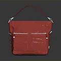 Everyday Red Handbag With Multiple Pockets Red Leather Strap And White Stripe Details