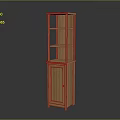 Wooden Storage Cabinet With Upper Glass Door Shelves And Lower Cabinet Design