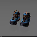Blue Orange Outdoor Sneakers With Textured Upper Lace Up Design And Durable Sole