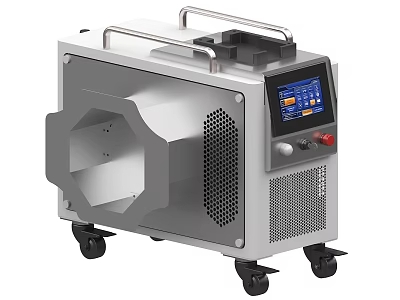 Industrial Equipment Featuring Silver Body Digital Display Control Panel And Mobile Casters 3d model
