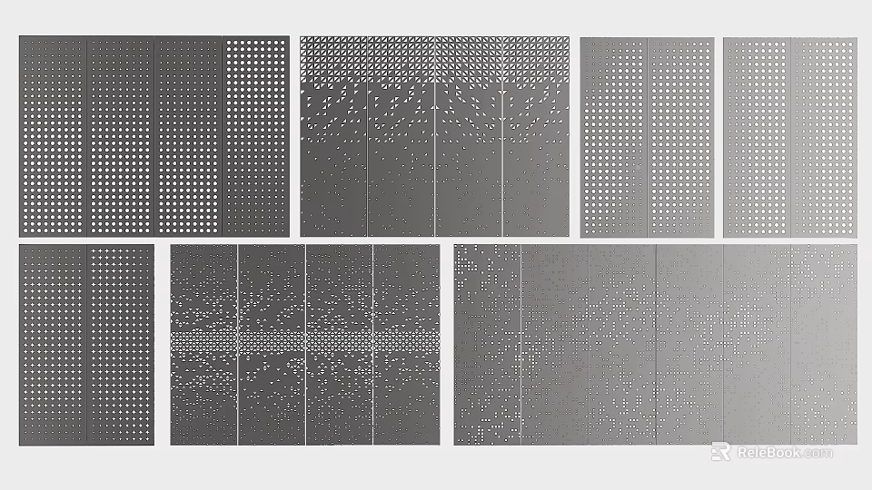 Modern Room Partition Designs With Perforated Patterns And Grid Details 3d model