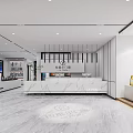 Modern Office Reception Area Interior With White Reception Desk Marble Floor Background Wall And Lighting