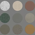 Assorted Colorful Round Decorative Material Samples With Various Textures And Tones