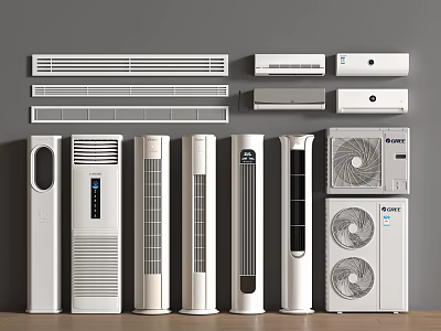 Various Types Of Home Air Conditioners And Fans With Modern Designs And Styles 3d model