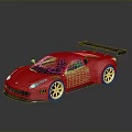 Red High Performance Sports Car With Sleek Exterior And Large Rear Spoiler Design