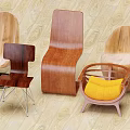 Stylish Wooden Leisure Chairs With Various Designs And Yellow Cushion Feature