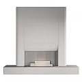 Modern Fireplace Design With White Frame Black Grille And Marble Base Burning Flames 3d model