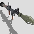 Military Rocket Launcher With Green Warhead Black Body And Brown Grip Design