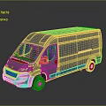 minibus minivan driverless bus school bus van box car 3d model