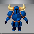 Stylized Fantasy Blue Armored Character With Large Horns 3D Model Design