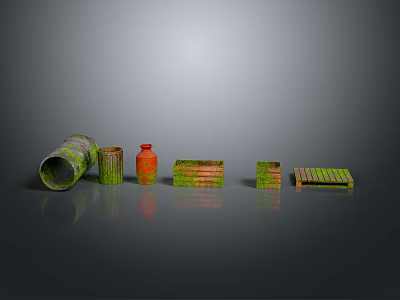 Colorful Green And Orange Cylindrical Barrel Bottle Rectangular Shaped Household Items For Storage 3d model