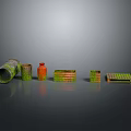 Colorful Green And Orange Cylindrical Barrel Bottle Rectangular Shaped Household Items For Storage