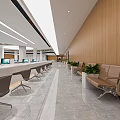 Modern Service Hall Interior With Consultation Counter And Tech Background 3d model
