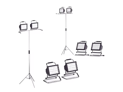 Multiple Outdoor Lights With Tripod Stand And Portable Design For Outdoor Illumination 3d model