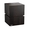 Modern Dark Brown Wooden Cube Stool With Natural Wood Grain Stacked Decorative Design