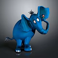 Cartoon Blue Elephant Character Stuffed Toy with Big Ears and Playful Design